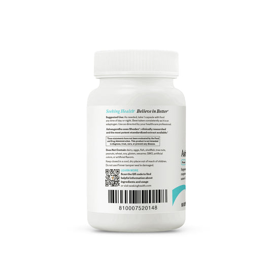 Back label of a supplement bottle on a white background