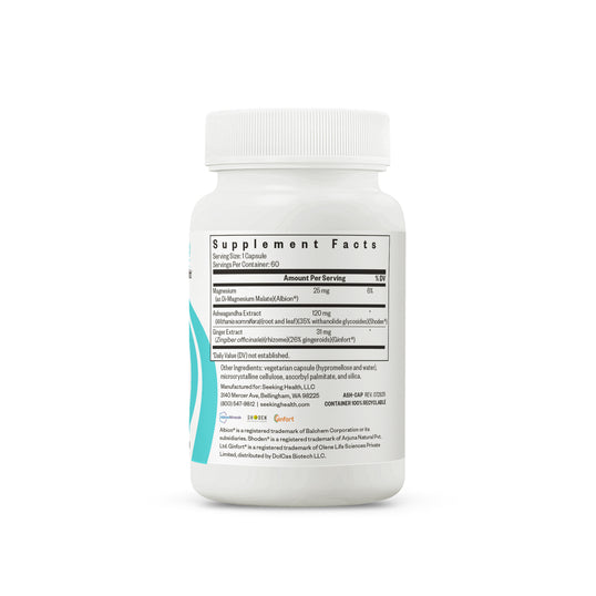 Supplement bottle with label on a white background