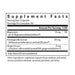 Supplement facts label with detailed nutritional information on a white background