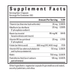 Supplement facts label with detailed nutritional information on a white background