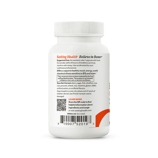 Back label of a supplement container with text and a QR code on a white background