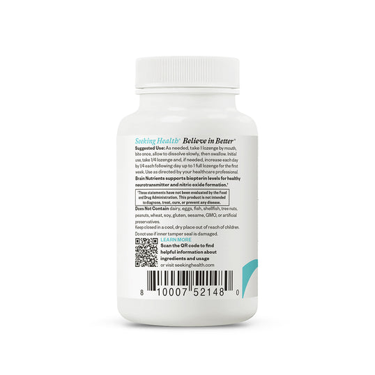 Supplement bottle label with text and barcode on a white background