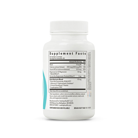 Brain Nutrients bottle back view