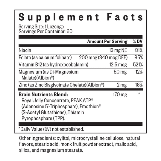 Brain Nutrients Supplement Facts panel