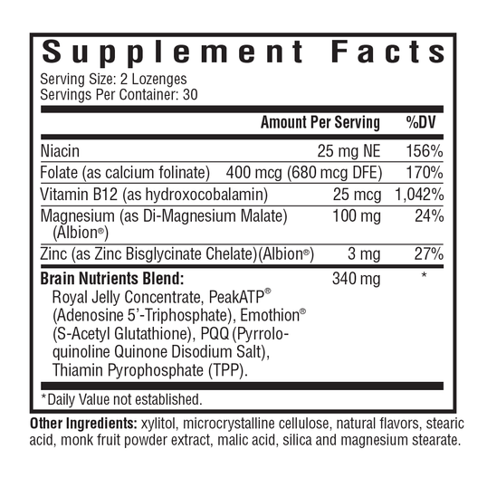 Nutrition facts of Brain Nutrients