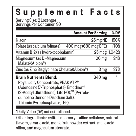 Supplement facts label for a product with various nutrients listed.