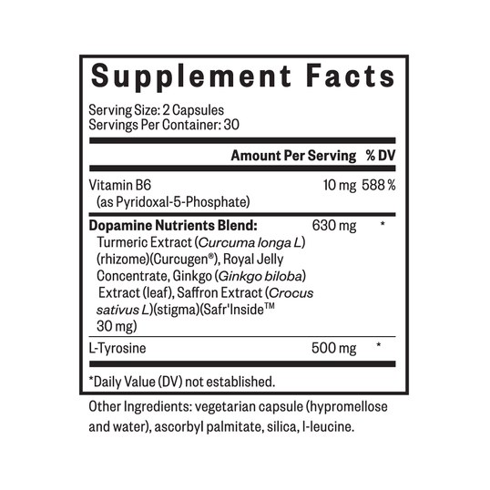 image of supplement facts of Dopamine Nutrients