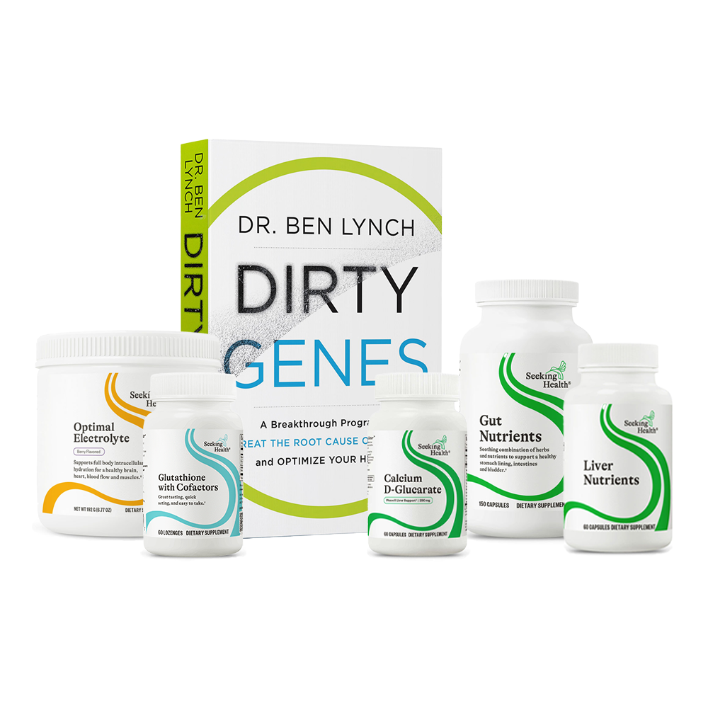 Dr. Ben Lynch Dirty Genes supplement packaging on a white background
