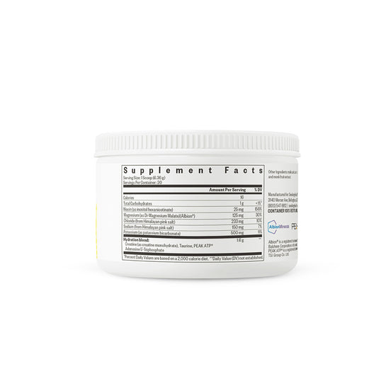Supplement container with 'Supplement Facts' label on a white background