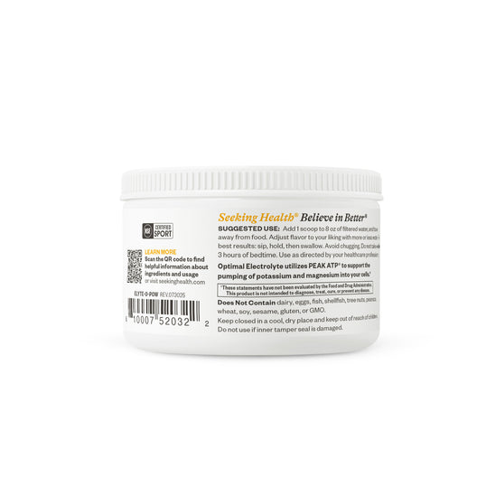 Container of 'Seeking Health' product with label on a white background