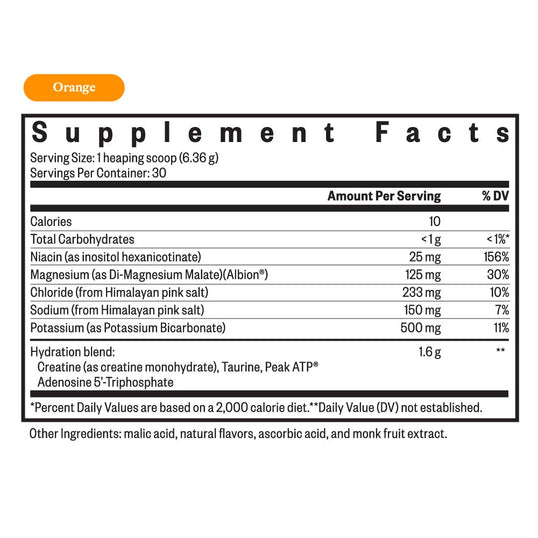 Optimal Electrolyte orange supplement facts 