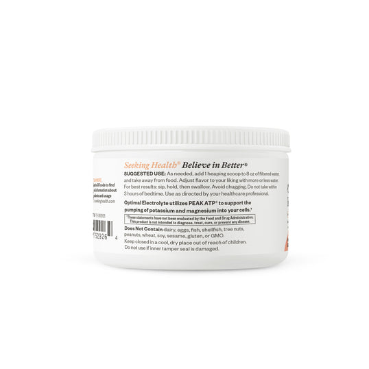 Optimal Electrolyte Peach Container side view