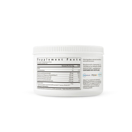 Optimal Electrolyte Peach Container back view