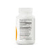 A white plastic bottle of dietary supplements shown from the back, featuring a white cap and a detailed black Supplement Facts label with a small orange accent stripe on the left side.