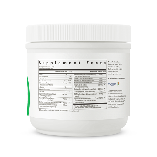 gut nutrients powder supplements facts panel