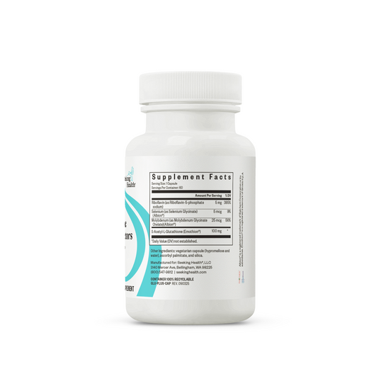 Supplement bottle with label on a white background