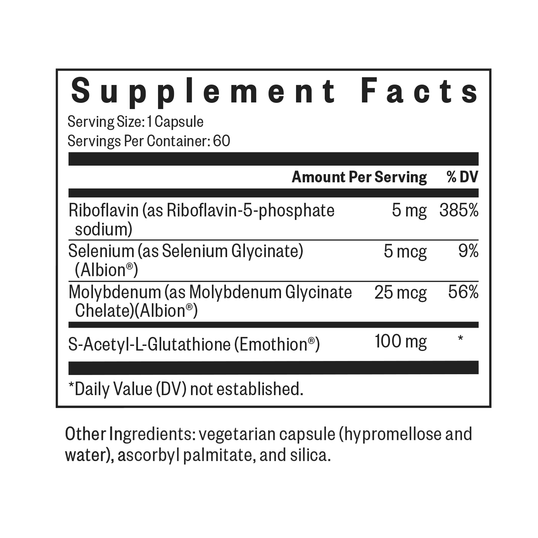 Supplement facts label with nutritional information on a white background