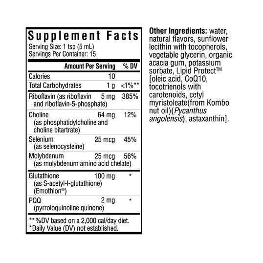 Liposomal Glutathione Plus | Supplement facts 