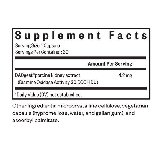 Histamine Digest supplement facts 