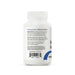 A white plastic supplement bottle shown from the back on a clean white background, displaying the product's back label with text and a barcode.