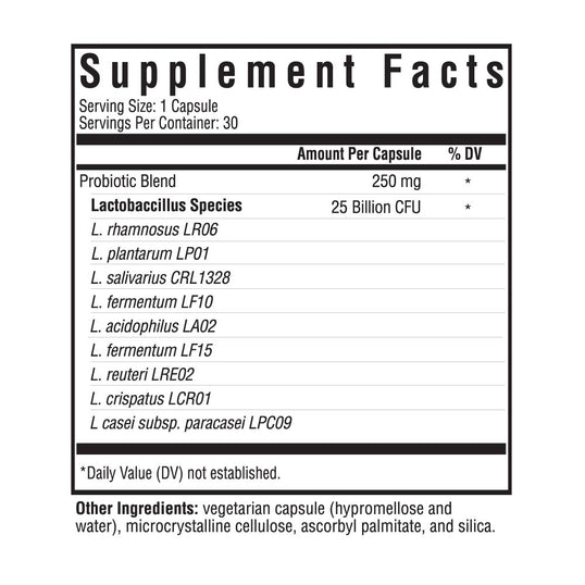 ProBiota Woman supplement facts 