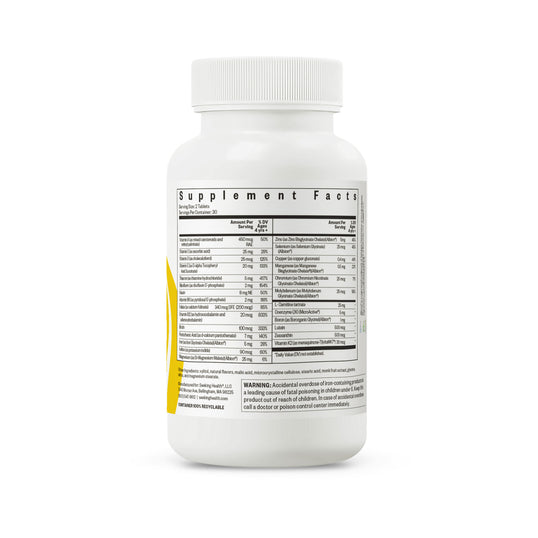 Supplement bottle with label on a white background