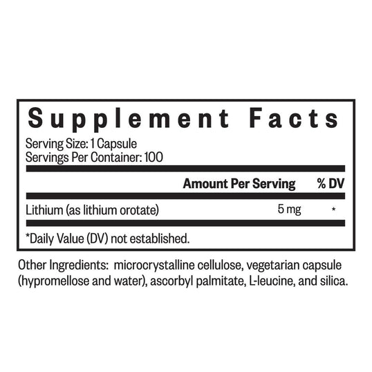 Lithium Orotate Supplement Facts