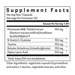 Supplement facts label with various ingredients and their amounts per serving.