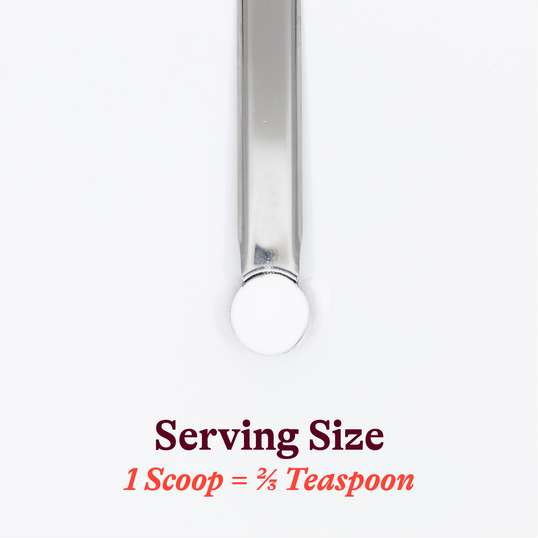 Image of serving size 1 scoop = 2/3 teaspoon 