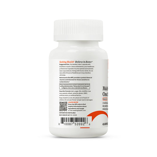 Vitamin supplement bottle with label on a white background