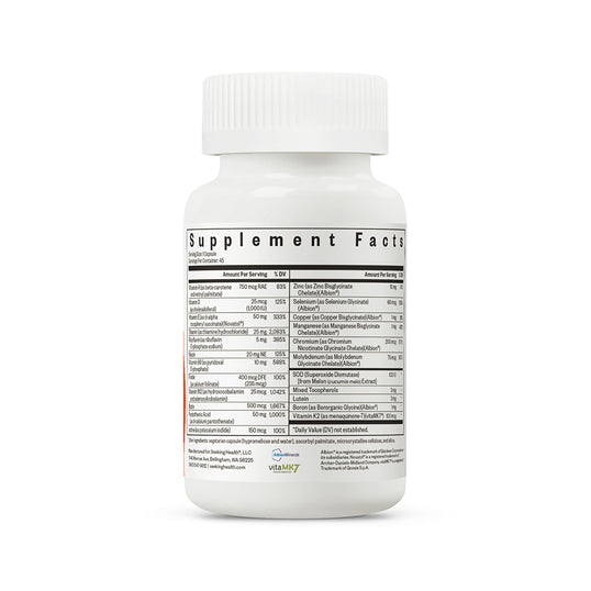Supplement bottle with label on a white background