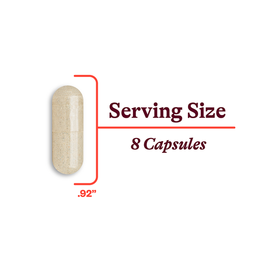 Capsule size .92 inches 8 capsules per day 