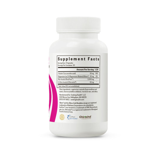 A white plastic bottle of Chrïsitol supplement with a white cap, showing the Supplement Facts label on a clean white background.