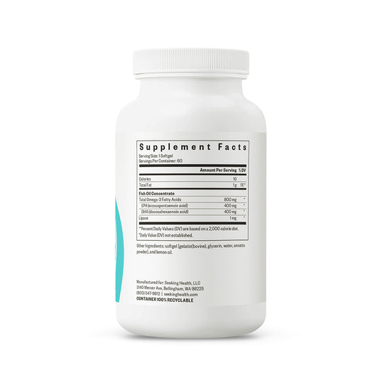 Fish Oil back of bottle supplement facts 