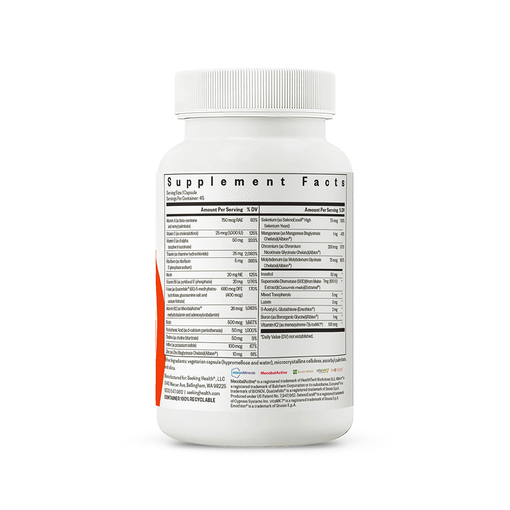 Supplement bottle with label on a white background