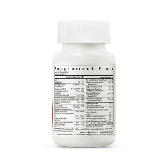Supplement bottle with a detailed label on a white background