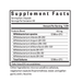 Supplement facts label for a probiotic product on a white background