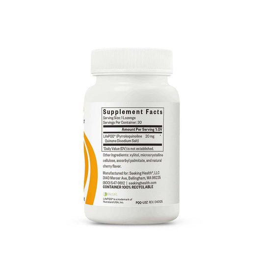 Small supplements facts panel on back of bottle 