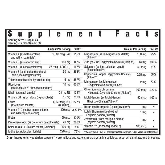 Prenatal Essentials MF Supplement Fact