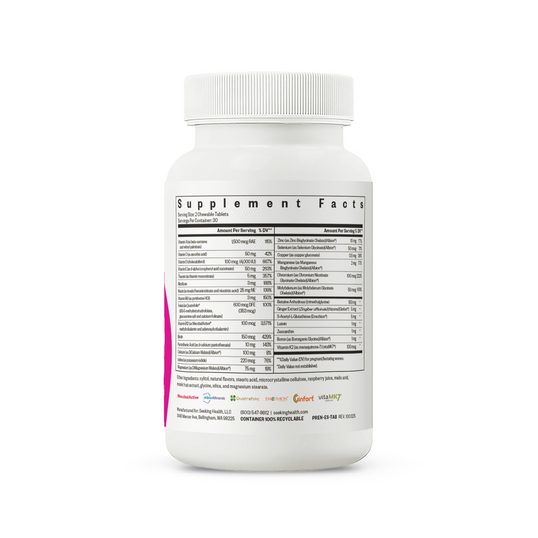 Supplement bottle with nutritional label on a white background