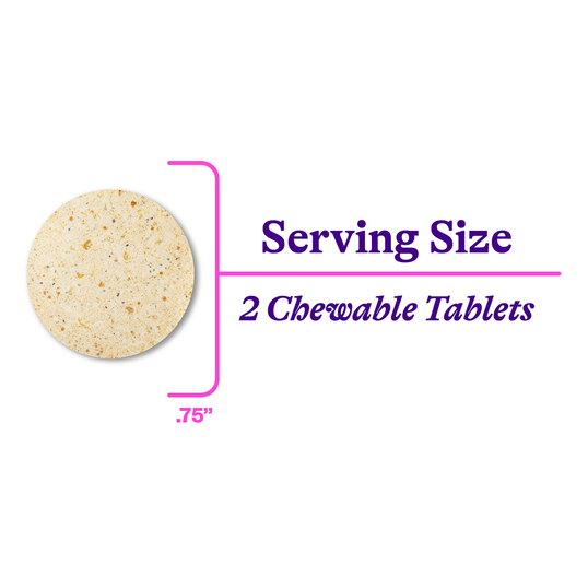 Prenatal Essentials Chewable serving size 2 chewable tablets - 0.75"
