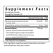 Supplement facts label with detailed nutritional information on a white background