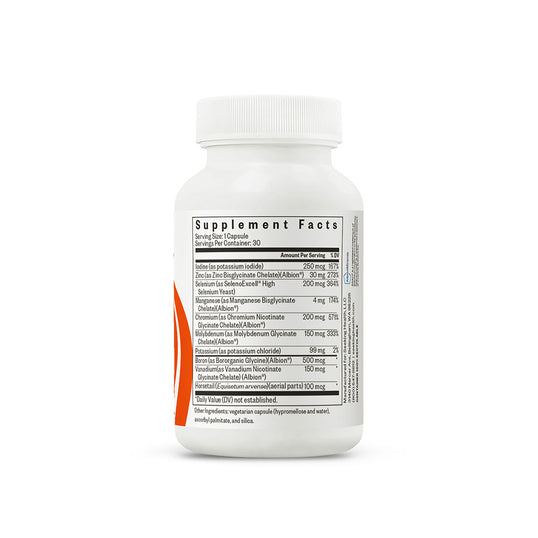 Supplement bottle with label on a white background