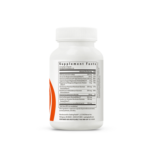 Supplement bottle with label on a white background