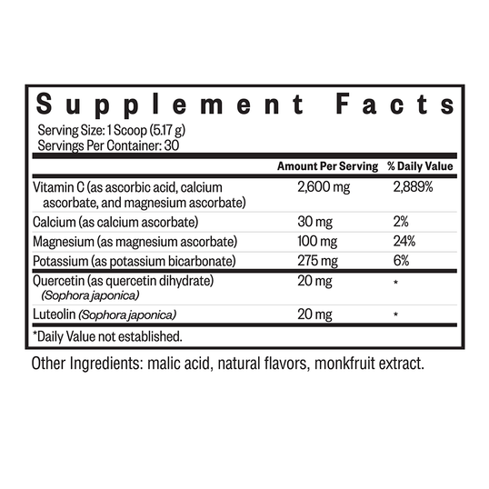 Vitamin C Plus supplement facts panel image 