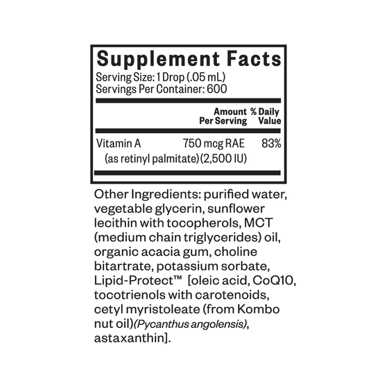 Supplement facts label with detailed ingredient list on a white background