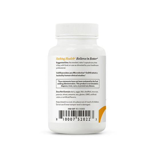 Seeking Health supplement bottle label on a white background