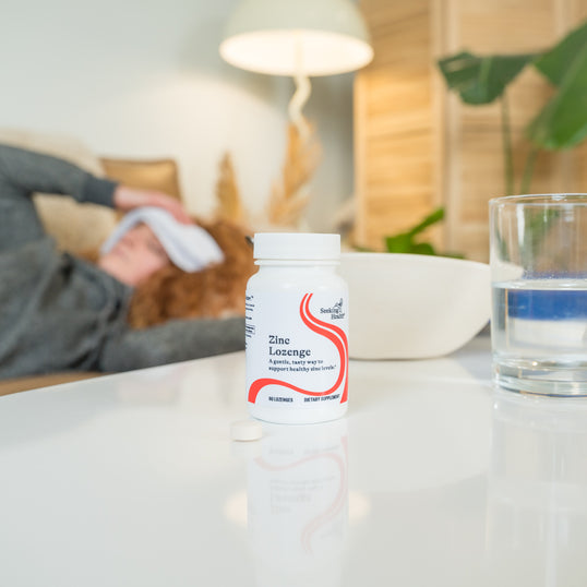 High Quality Zinc Lozenge by Seeking Health® on a counter