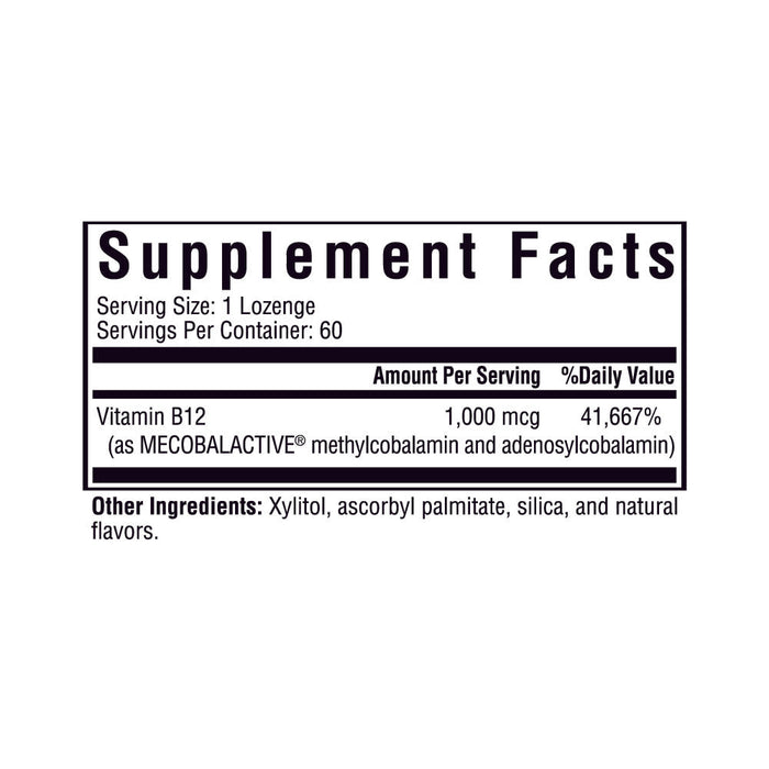Active B12 1000 Supplement Facts